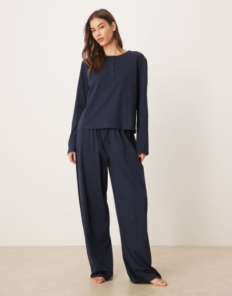 ASOS DESIGN - Mix and Match - Completo pigiama in cotone blu navy - view 1