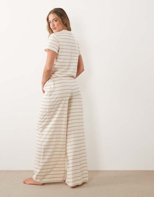 ASOS DESIGN Mix and Match cotton pyjama pants in cream stripe, 4 of 4
