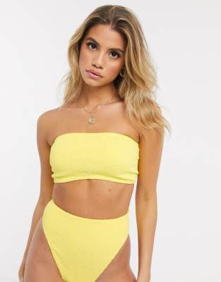 yellow bandeau swim top