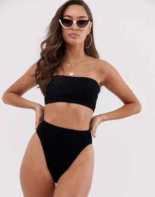 black bandeau swim top