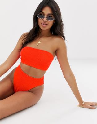 high waisted bikini bottoms orange