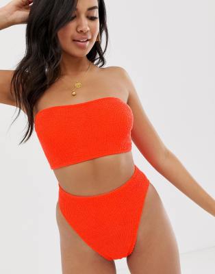 bright orange high waisted bikini