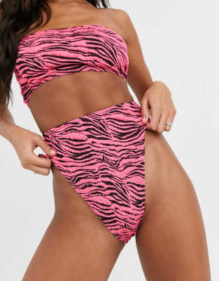 asos pink crinkle bikini