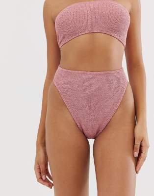 asos pink crinkle bikini