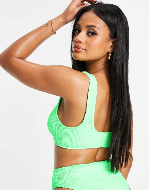 ASOS DESIGN mix and match crinkle skinny scoop crop bikini top in