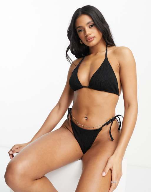 ASOS DESIGN mix and match flexi wire bikini top in black