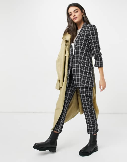 ASOS DESIGN – Mix and Match – Czarno-białe dopasowane cygaretki garniturowe w kratę