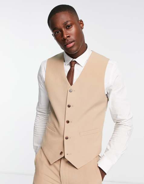 ASOS DESIGN – Mix and Match – Eng geschnittene Weste in Beige - view 1