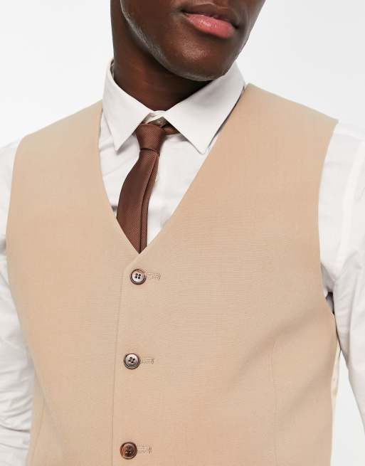 ASOS DESIGN – Mix and Match – Eng geschnittene Weste in Beige, 2 von 4