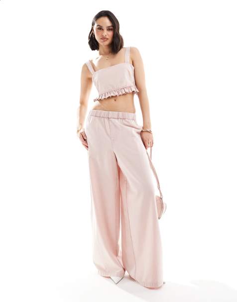 ASOS DESIGN - Mix and Match - Ensemble en lin avec empiècements froncés - Rose délavé - view 1