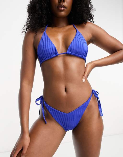 ASOS DESIGN Mix and Match Gerippter Bikini in Kobaltblau ASOS