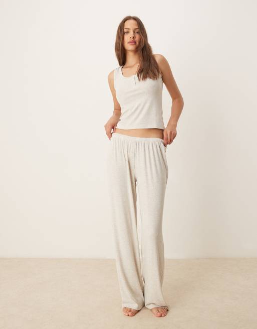ASOS DESIGN – Mix and Match – Geripptes Pyjama-Trägertop in Beige, 2 von 4