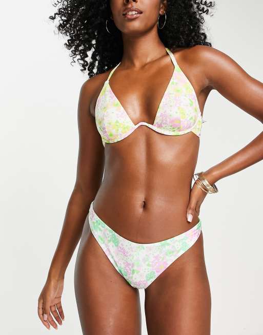 ASOS DESIGN Curve mix and match keyhole halter bikini in sunset