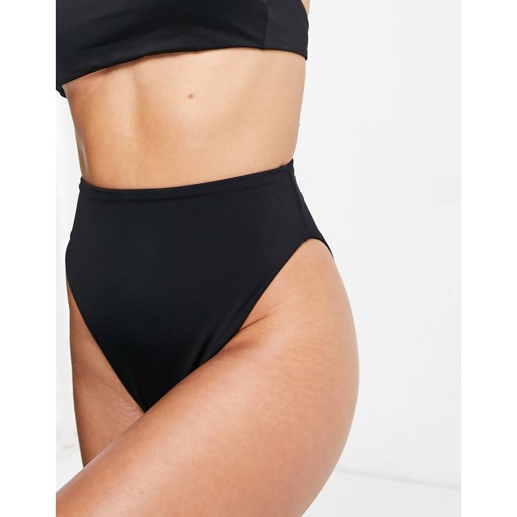 ASOS DESIGN mix and match high leg high waist bikini bottom in black