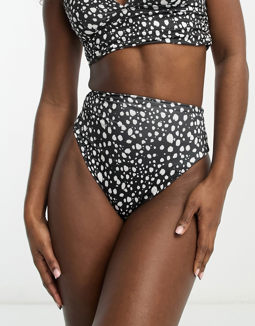 ASOS DESIGN mix and match high leg high waist bikini bottom in mono spot print-Multi