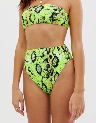 lime green snake print bikini