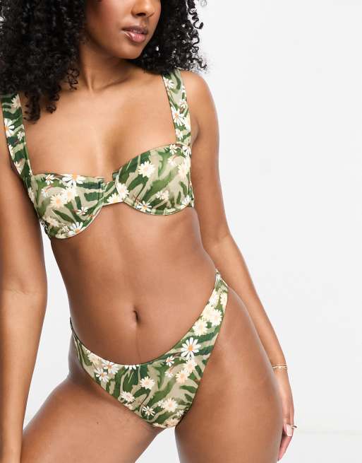 ASOS DESIGN mix and match high leg hipster bikini bottoms in animal daisy print, 4 of 4