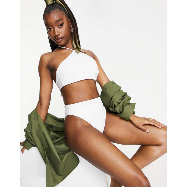 White high neck swim top top