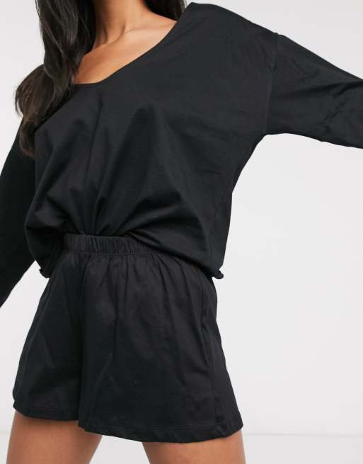ASOS DESIGN mix and match jersey pyjama shorts in black