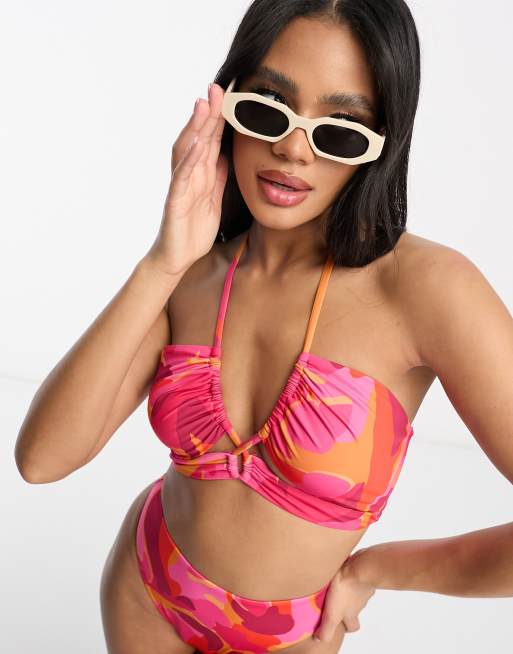 ASOS DESIGN mix and match keyhole cross neck bikini top in