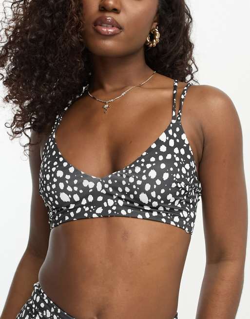 ASOS DESIGN mix and match lattice crop bikini top in mono spot print , 3 of 4