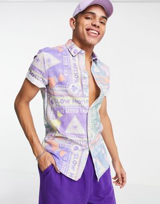 ASOS DESIGN – Mix and Match – Leinenhemd in Pastellfarben mit klassischem Kragen