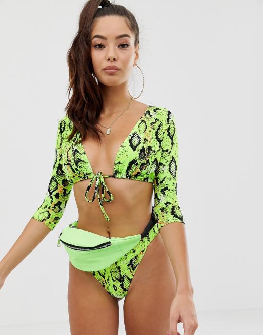 Neon long sale sleeve bikini