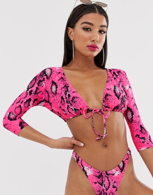 Pink snake print store bikini