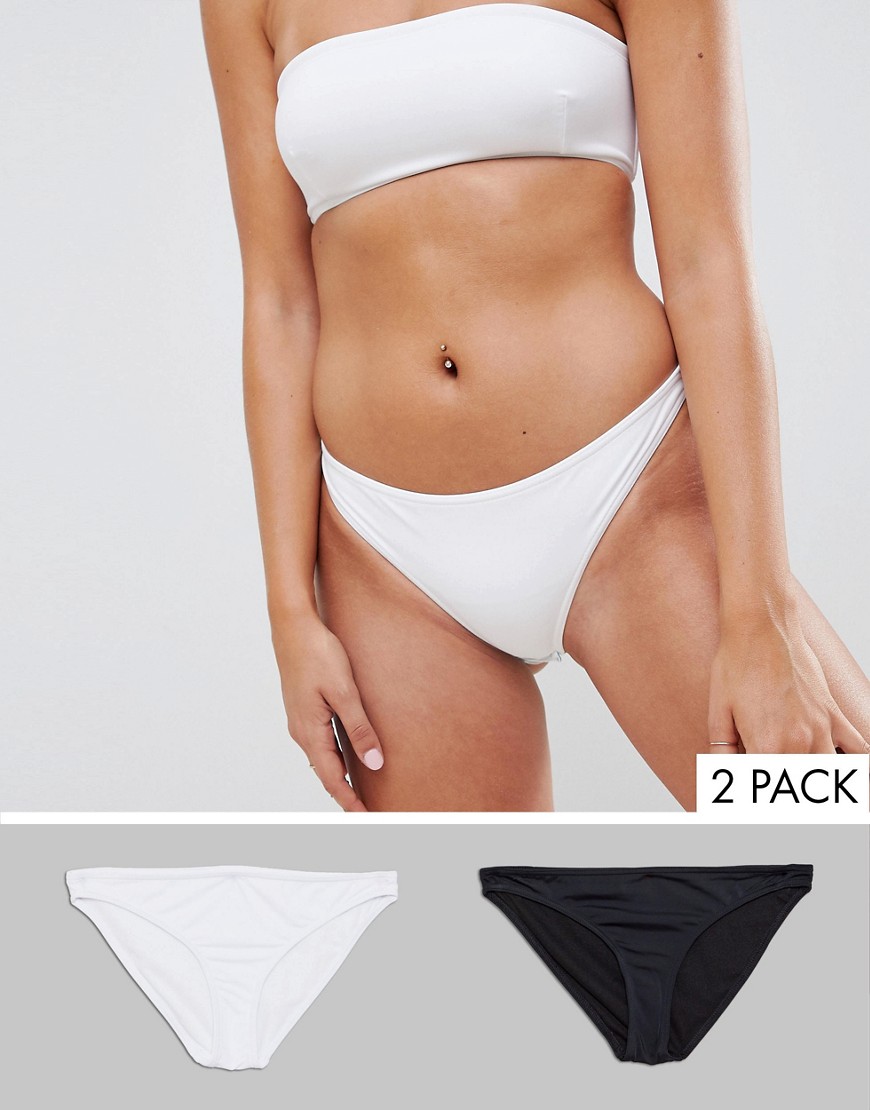 ASOS DESIGN mix and match multi pack hipster bikini bottom in black and white - MULTI