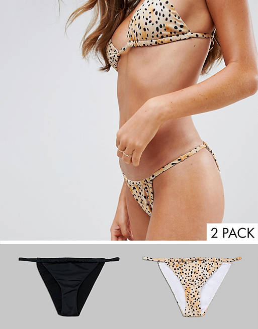 ASOS DESIGN mix and match multipack  & plain tanga bikini bottoms