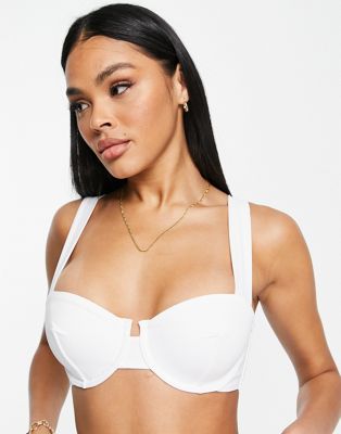 ASOS DESIGN mix and match recycled underwired bikini top in white | ASOS