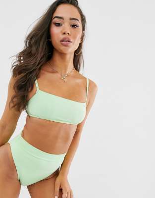 mint green high waisted bikini bottoms