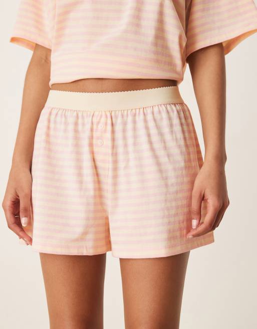 ASOS DESIGN – Mix and Match – Schwingende Pyjamashorts in rosa gestreift, 2 von 5