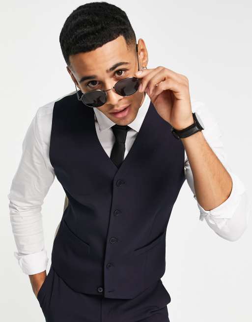 ASOS DESIGN – Mix and Match – Sehr eng geschnittene Weste in Marineblau