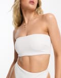 [ASOS DESIGN] ASOS DESIGN mix and match sleek bandeau bikini top in white 10 WHITE