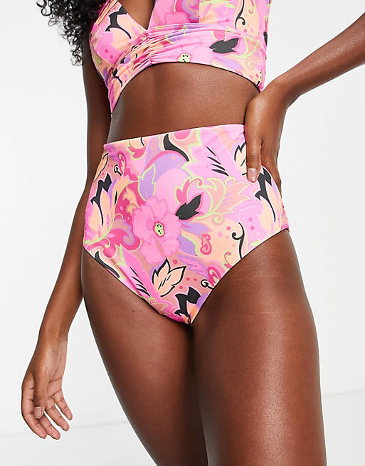 PINK Asos Donna Sport & Swimwear Costumi da bagno Bikini Bikini Sgambati Slip bikini sgambati a fiori 
