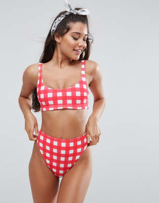 red gingham swimsuit