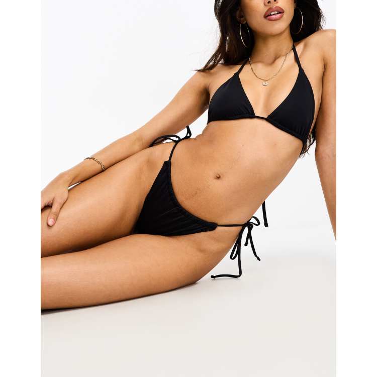 ASOS DESIGN mix and match T back thong bikini bottoms in black