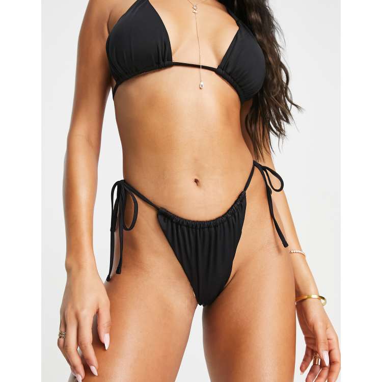 ASOS DESIGN mix and match tie side bikini bottom in black