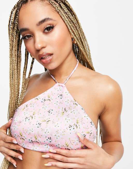 ASOS DESIGN – Mix and Match – Top od bikini o krótkim fasonie z zabudowanym dekoltem w kwiatowy wzór