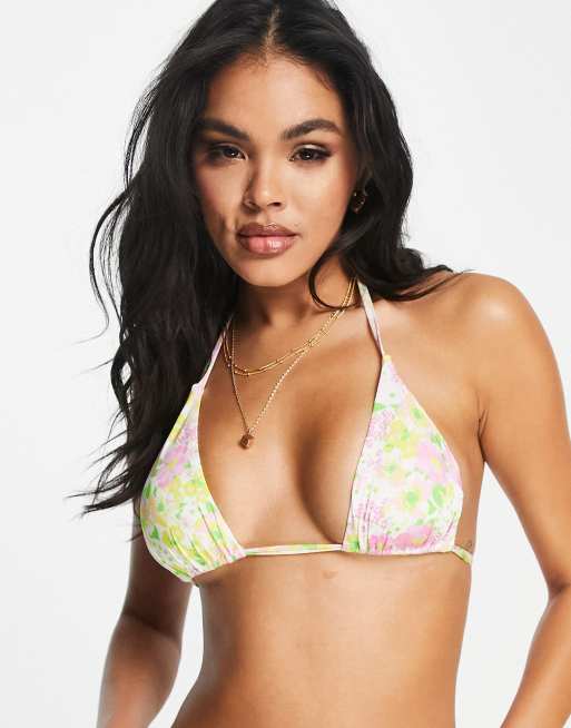 ASOS DESIGN mix and match triangle bikini top in mixed ditsy floral print