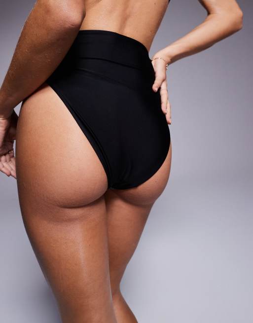 ASOS DESIGN mix and match ultra smoothing high leg high waist bikini bottom in black 