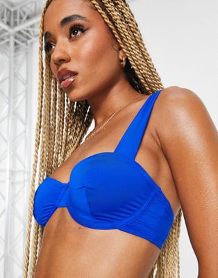 Asos Design Mix And Match Underwired Bikini Top In Cobalt Blue