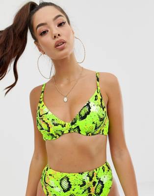 neon print bikini