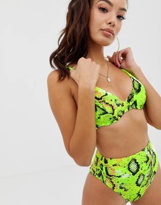 asos neon snake bikini