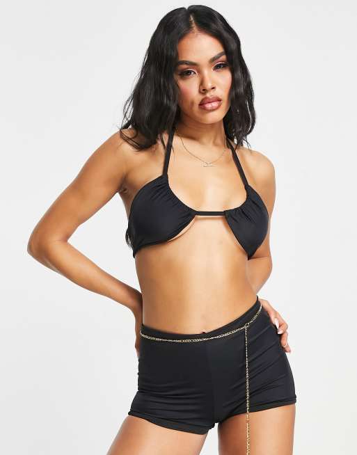 ASOS DESIGN mix and match flexi wire bikini top in black