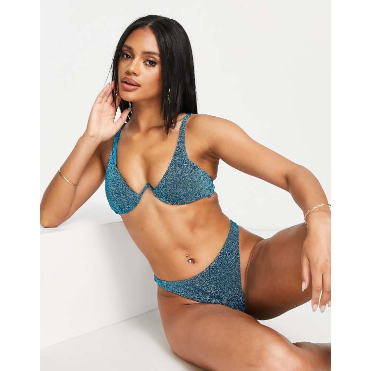 BLUE LEOPARD SEQUINS - MICRO BIKINI SET