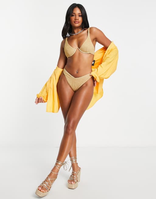 Gold bathing cheap suit top