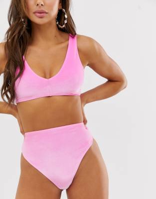 high waisted pink swim bottoms