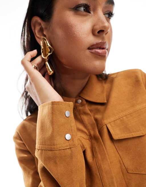 ASOS DESIGN - Mix en match - Co-ord set van suedine in bruin